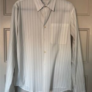 Sandro Men's White Pinstripe Dress Shirt